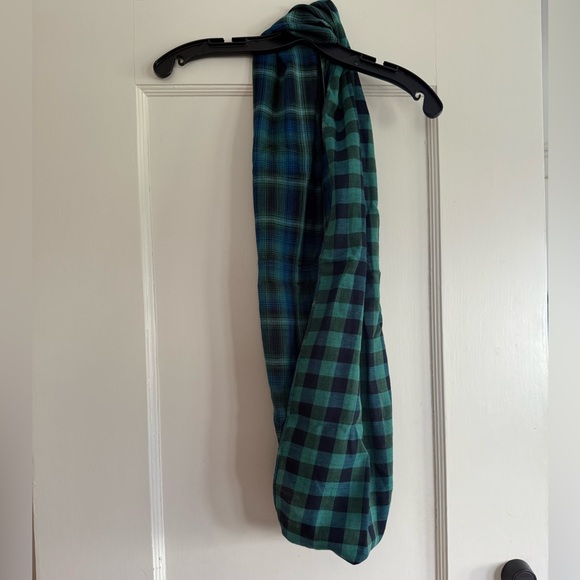 J Jill Blue Green Plaid Infinity Scarf 100% Cotton Fall Cozy New - NWT - Picture 2 of 5